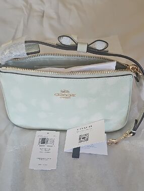 Coach Nolita 19 Mint Green Floral Leather with Bow And Gold Hardware NWT